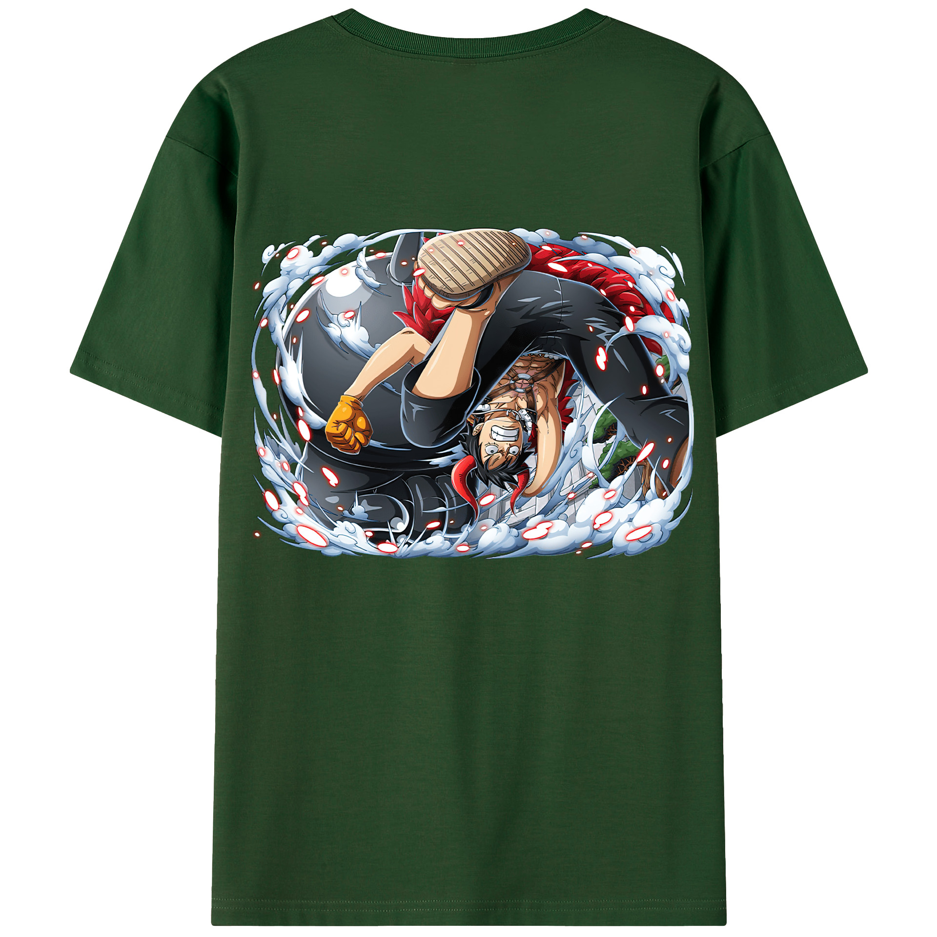 ワンピース モンキー・D・ルフィ ONE PIECE Monkey D. Luffy 綿100％半袖Tシャツ（背面プリント）